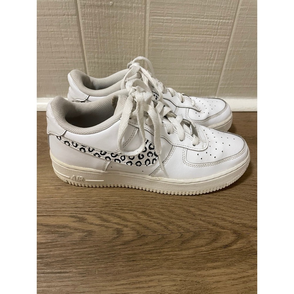 Air Force 1 youth size 6 white with animal print swoosh